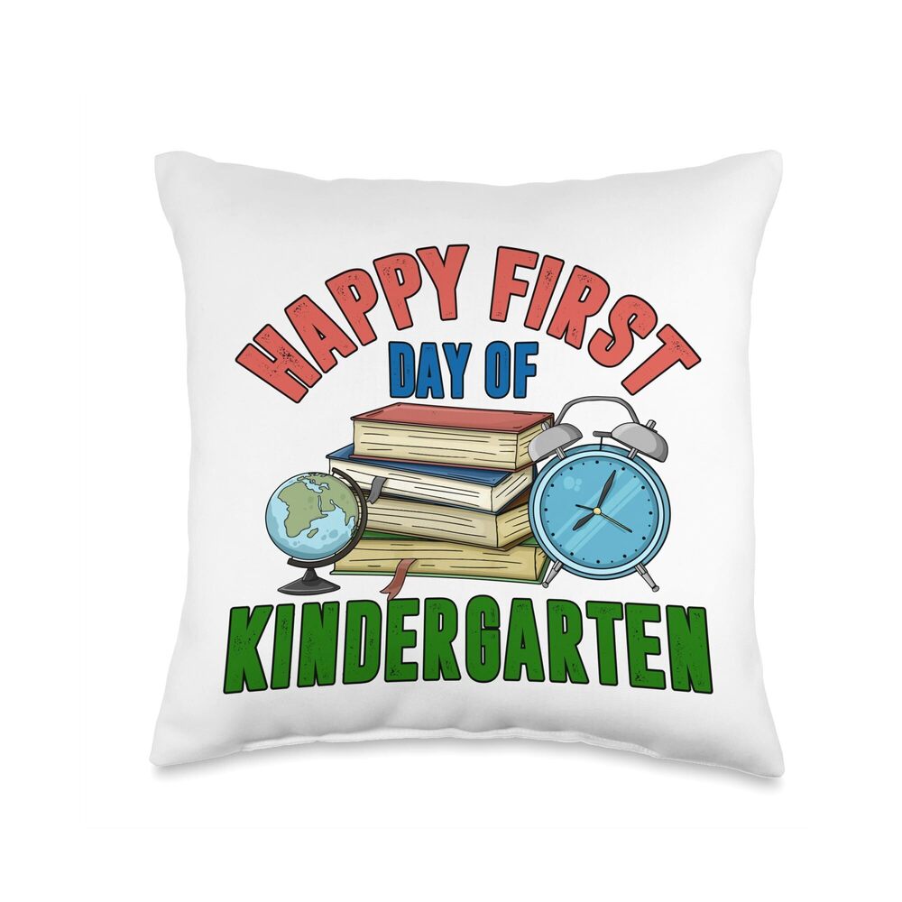 9827 Happy First Day Of Kindergarten Kindergarten School Throw Pillow